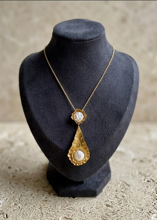 Brass Baroque Pearl Necklace
