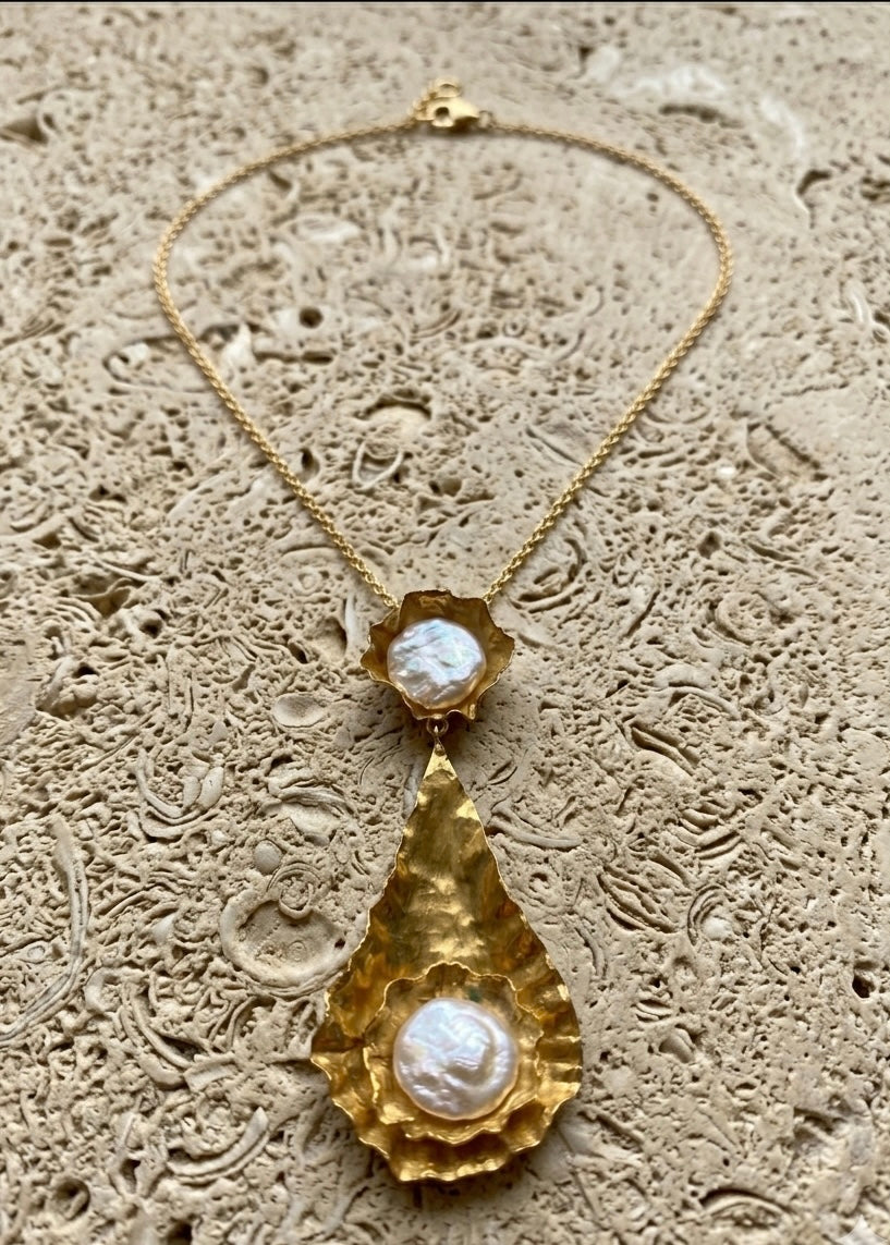 Brass Baroque Pearl Necklace
