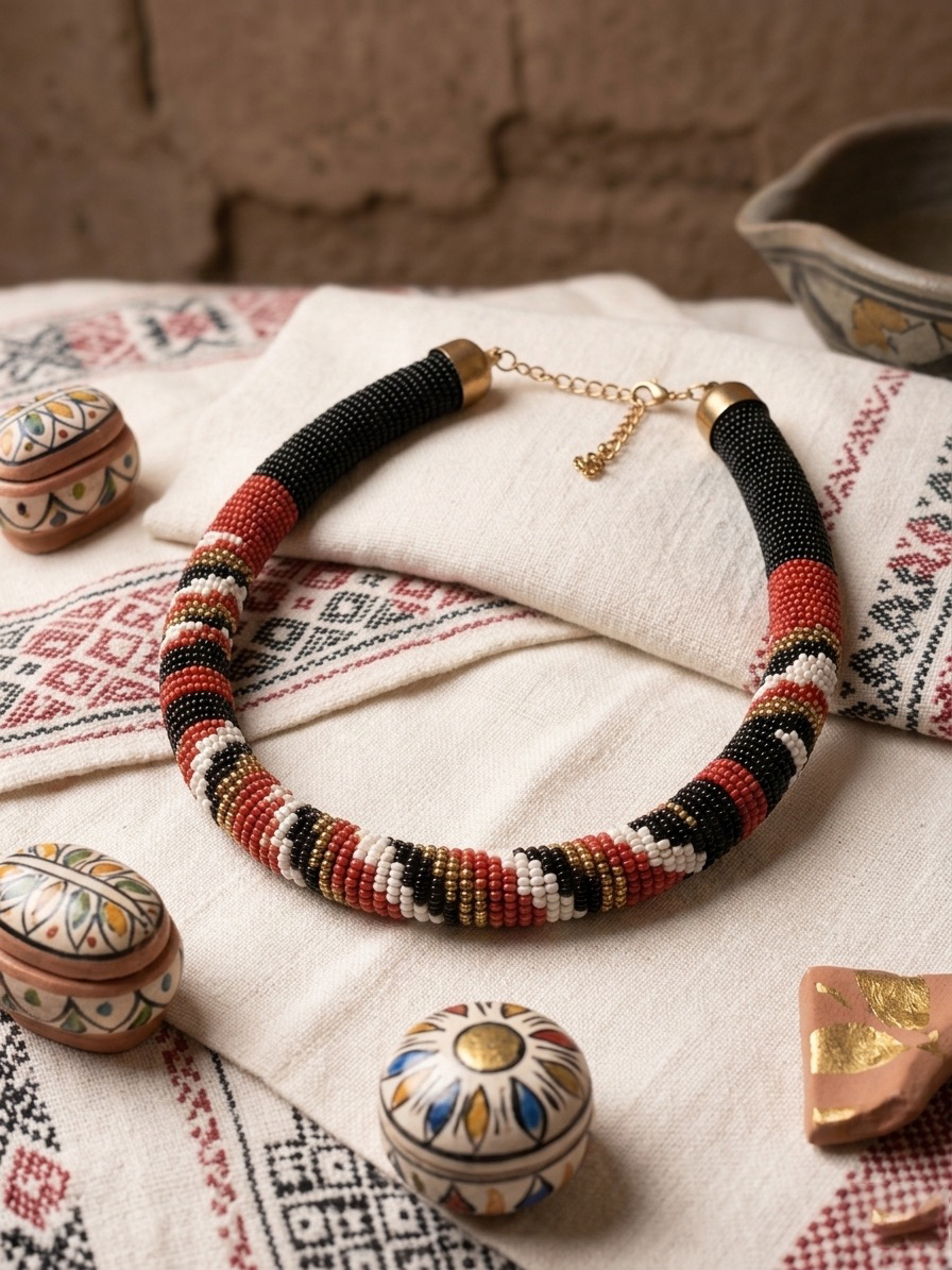 Abstract Beads Choker Necklace