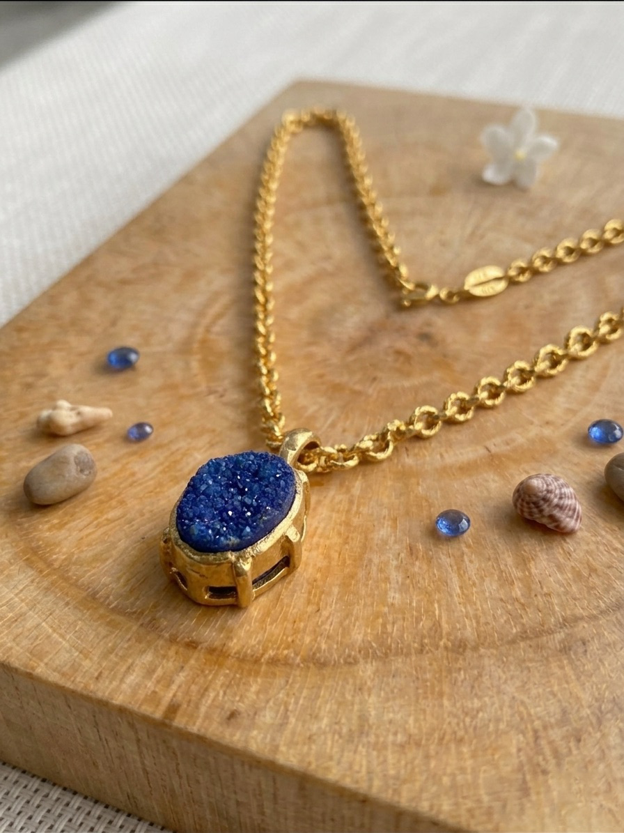 Ocean Blue Druzy Necklace