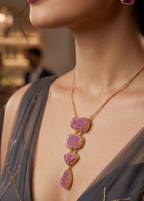 Pink Druzy Pendant Necklace