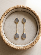 Grey Cat’s Eye Gemstone Drop Earrings