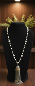 Jhumka Tassel Necklace with metal pearls