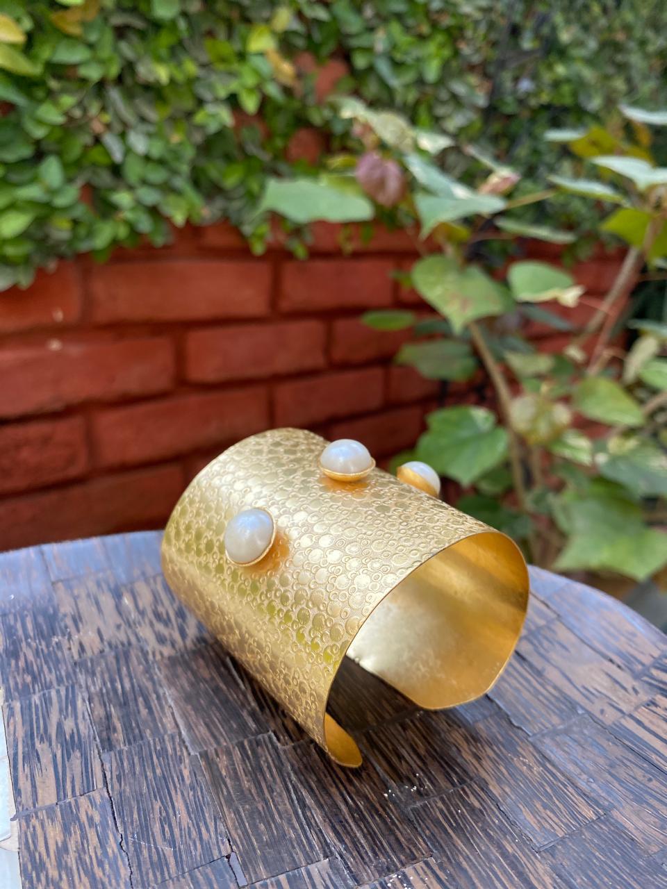 Hammered Pearl Cuff