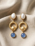 Blue Chalcedony Statement Earrings