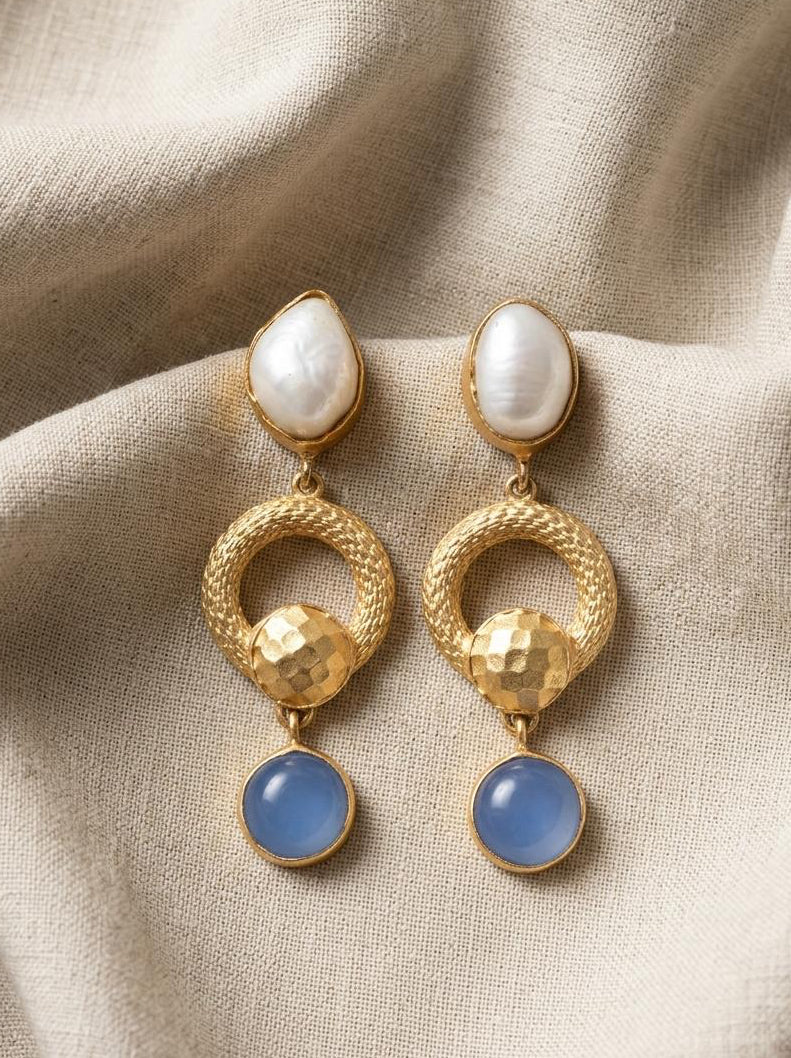 Blue Chalcedony Statement Earrings