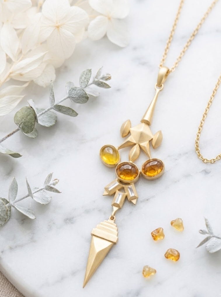 Sculptural Gold Pendant Necklace