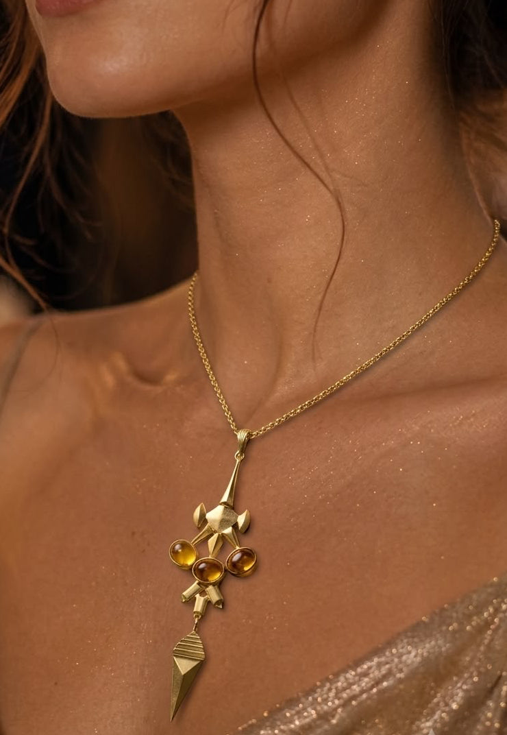 Sculptural Gold Pendant Necklace